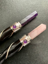 Load image into Gallery viewer, Twisted Teak Wood & Gemstone Wands