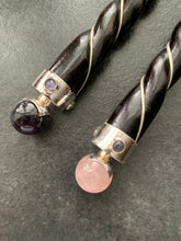 Load image into Gallery viewer, Twisted Teak Wood & Gemstone Wands