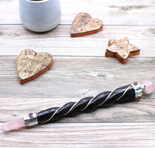 Load image into Gallery viewer, Twisted Teak Wood & Gemstone Wands
