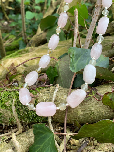 Rose Quartz, Tourmaline & Sterling Silver Necklace